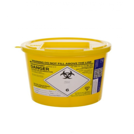 Yellow Lid Sharpsguard Sharps bin 2.5 litre