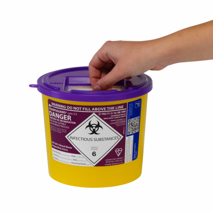 Purple Lid Sharpsguard cyto Sharps bin 2.5 Litre