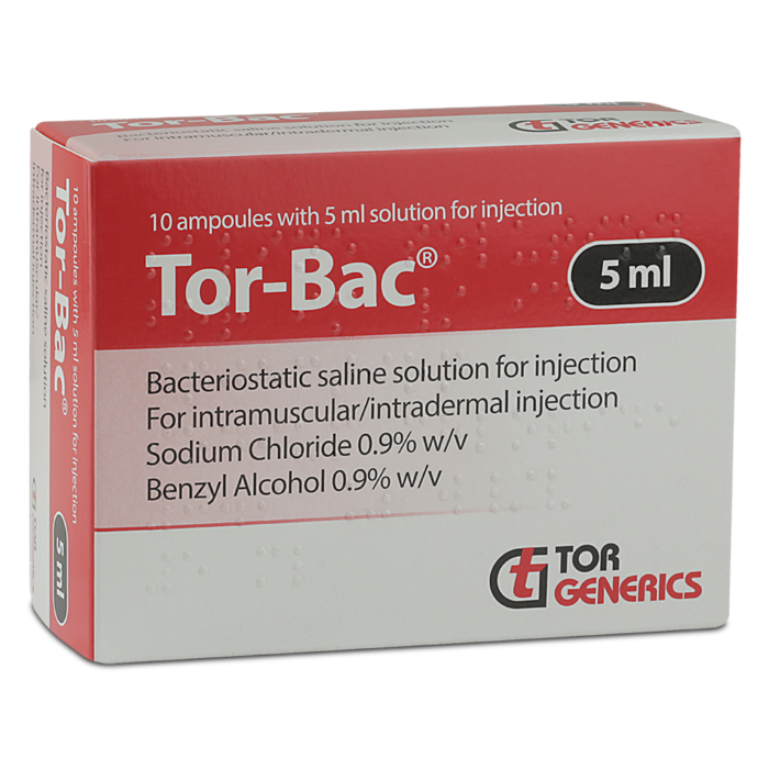 Tor-bac Bacteriostatic Saline Solution for Injection 5ml Ampoules